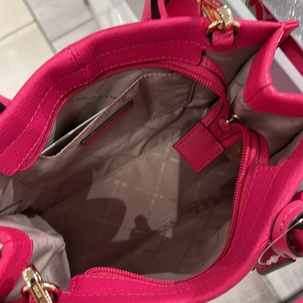 Michael Kors Mirella Small Pebbled Leather Shopper Crossbody XBODY Bag MK NWT
